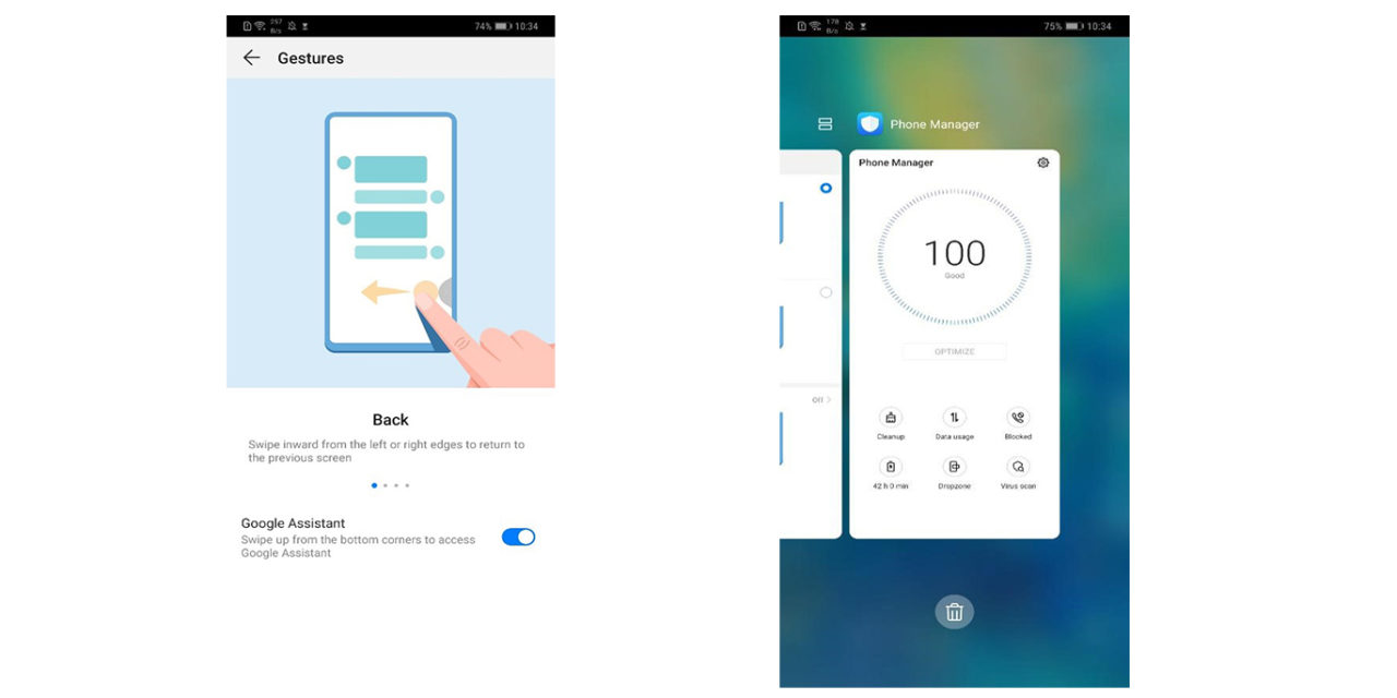 واجهة الاستخدام EMUI 9  توفر تجربة استخدام متميزة بالإعتماد على شاشة العرض الكاملة FullView Display وبصمة الأصبع
