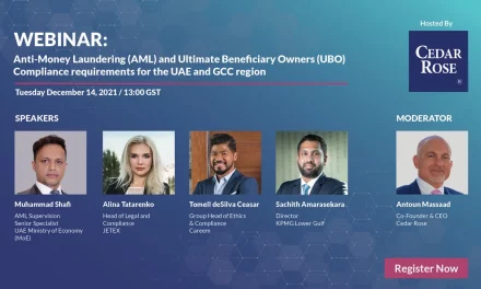 سيدار روز تستضيف ندوة عبر الإنترنت حول متطلبات الامتثال بشأن مكافحة غسل الأموال والمستفيدين النهائيين في الشركات المالكة في الإمارات العربية المتحدة ومنطقة مجلس التعاون الخليجي
