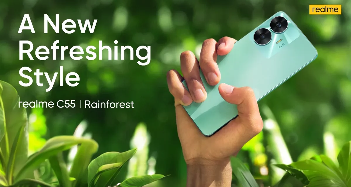 ريلمي تطلق هاتف  C55Rainforestبتصميم صيفي أخضر في المملكة العربية السعودية