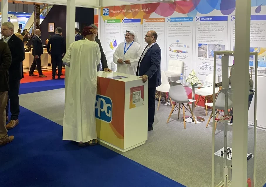 بيه بيه جي PPG تشارك في مؤتمر ومعرض الشرق الأوسط لصيانة وإصلاح وتجديد الطائرات MRO Middle Eastللعام 2024