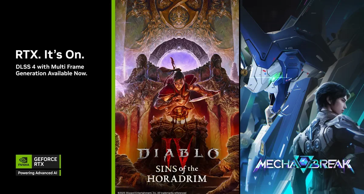 تقنية NVIDIA DLSS 4  مع ميزة توليد الإطارات المتعددة تصل الى لعبة Mecha Break و Diablo IV