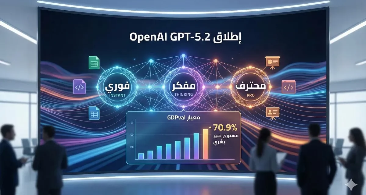 OpenAI تطلق GPT-5.2: أول نموذج ذكاء اصطناعي يصل إلى مستوى الخبراء البشر في الأعمال المهنية