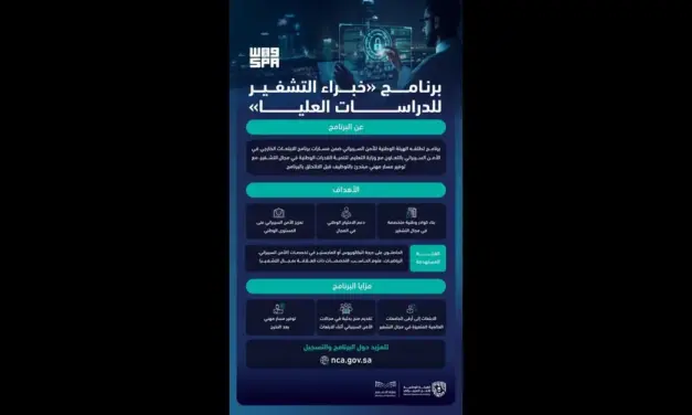 الهيئة الوطنية للأمن السيبراني تطلق برنامج خبراء التشفير للدراسات العليا