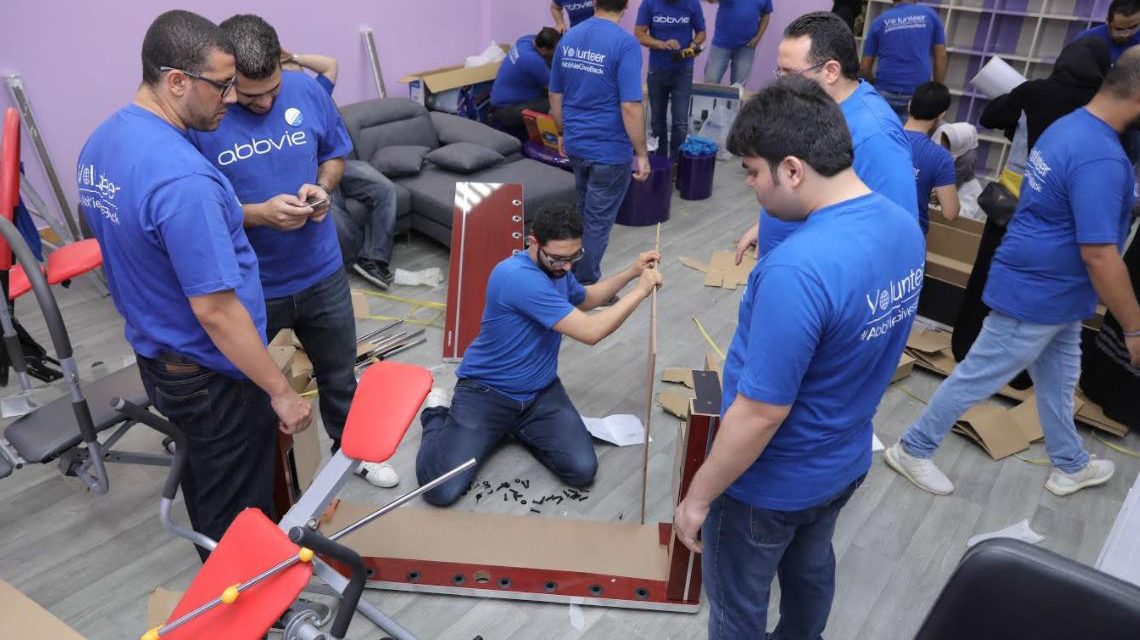 AbbVie employees set up a new activity lounge and playground to help bring joy to the House of Roses orphanage in Makkah