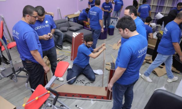 AbbVie employees set up a new activity lounge and playground to help bring joy to the House of Roses orphanage in Makkah