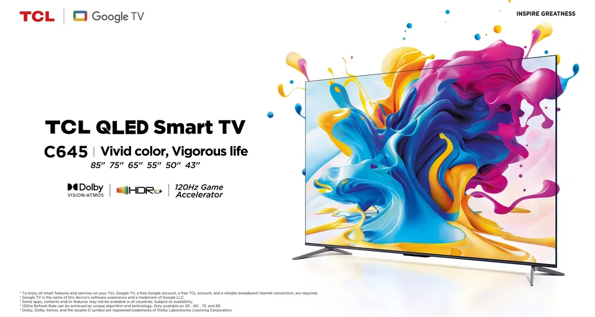 TCL Launches its New C645 QLED TVs For Exceptional Colour Performance and Endless Entertainment