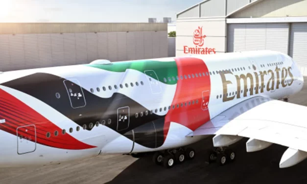 Emirates Unveils UAE Flag Livery on A380 Aircraft