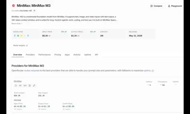 MiniMax Launches M3 Multimodal Foundation Model with 1M Context Window