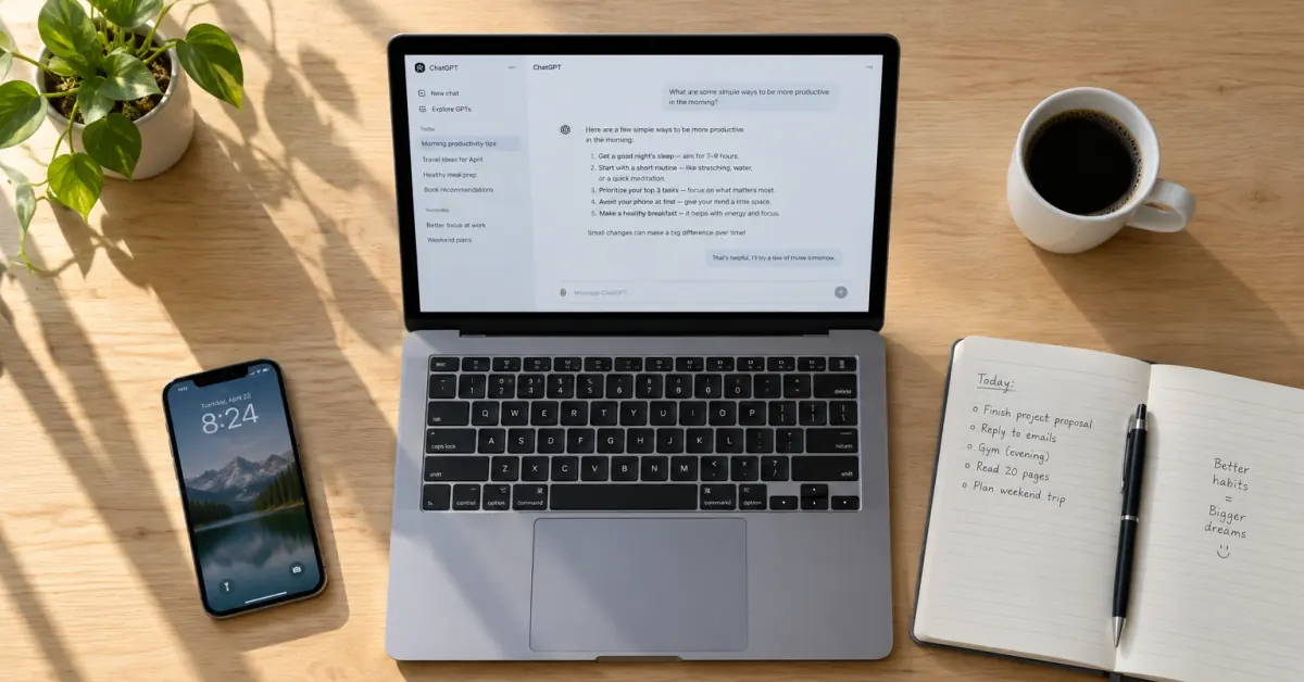 daily AI roundup showing developer workspace with code and hardware updates