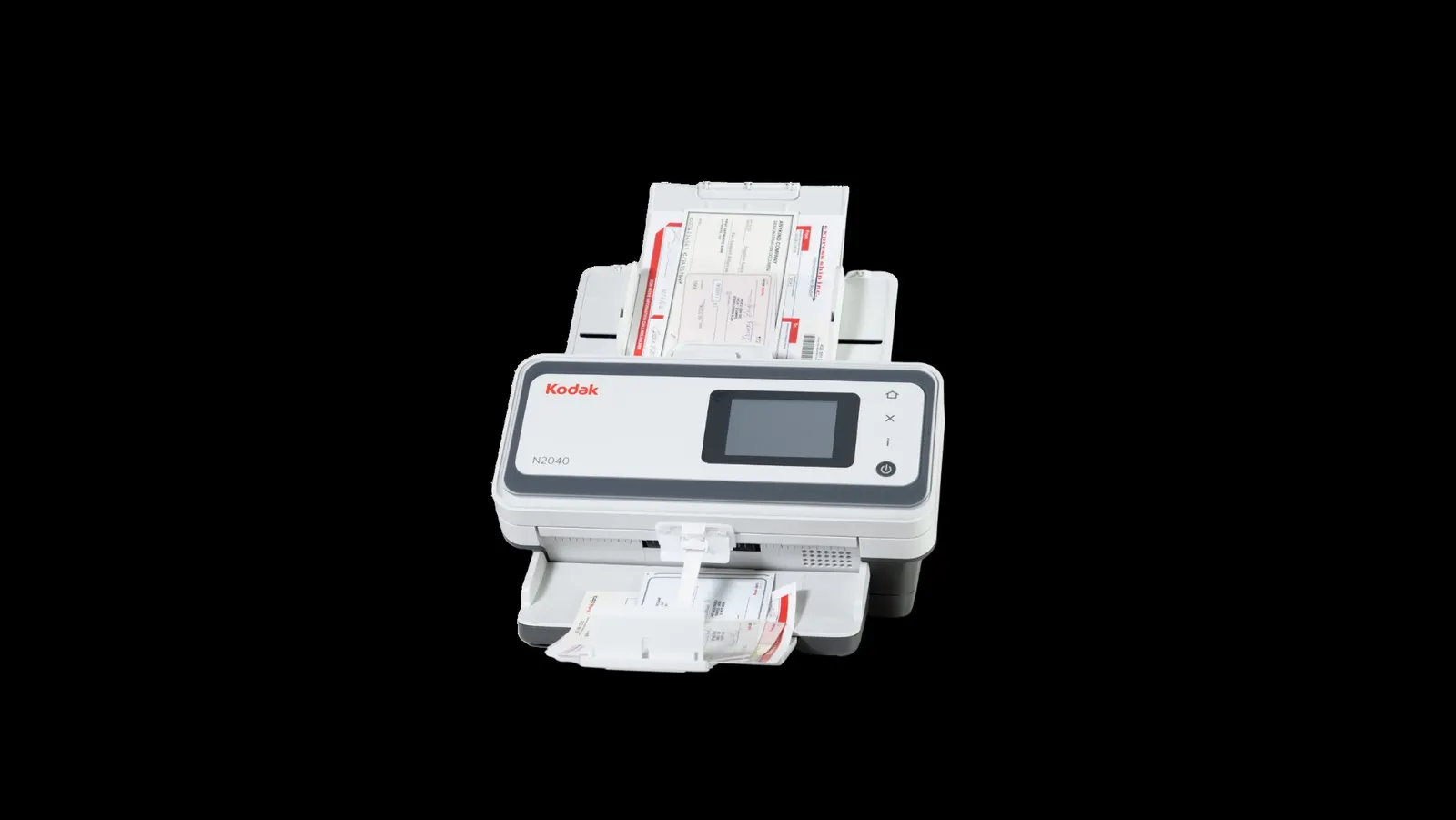 KODAK N2000 Series network desktop scanner on an office desk