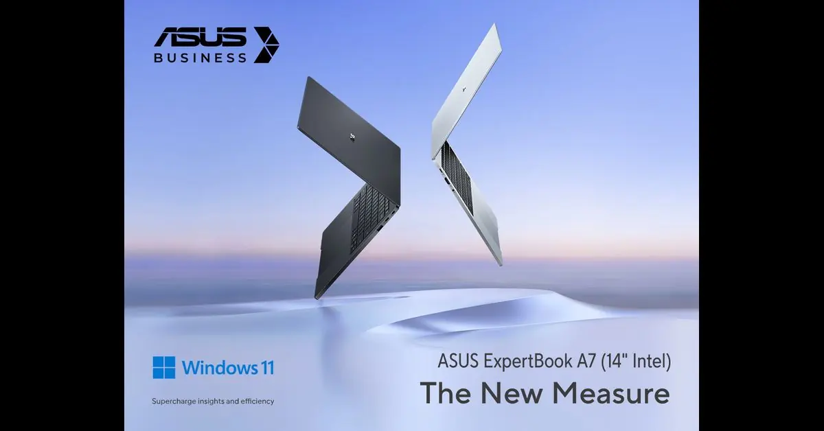 ASUS ExpertBook A7 runs on Windows displayed on a desk