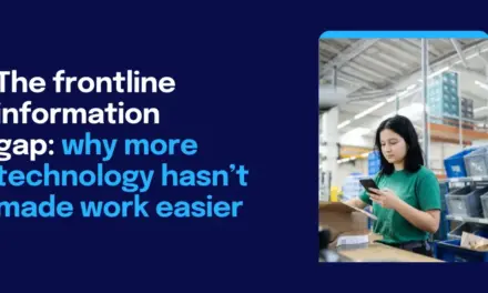 frontline AI transformation and digital workplace software on a mobile tablet