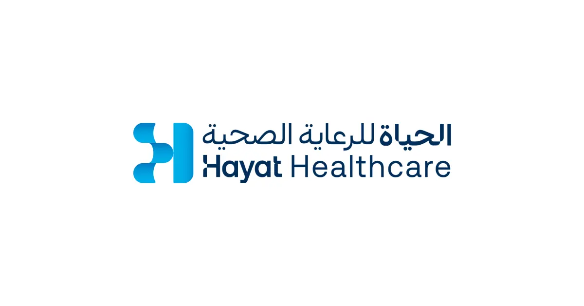 Hayat Healthcare identity signage in modern hospital reception area