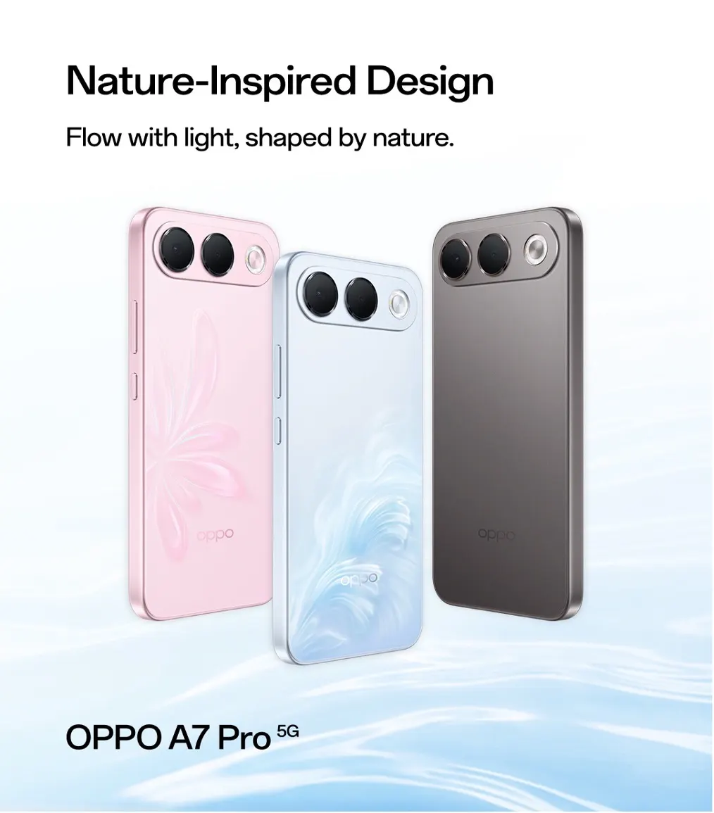 OPPO A7 Pro 5G rear camera system and back cover design