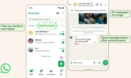 WhatsApp group chats interface displayed on a smartphone screen in an office